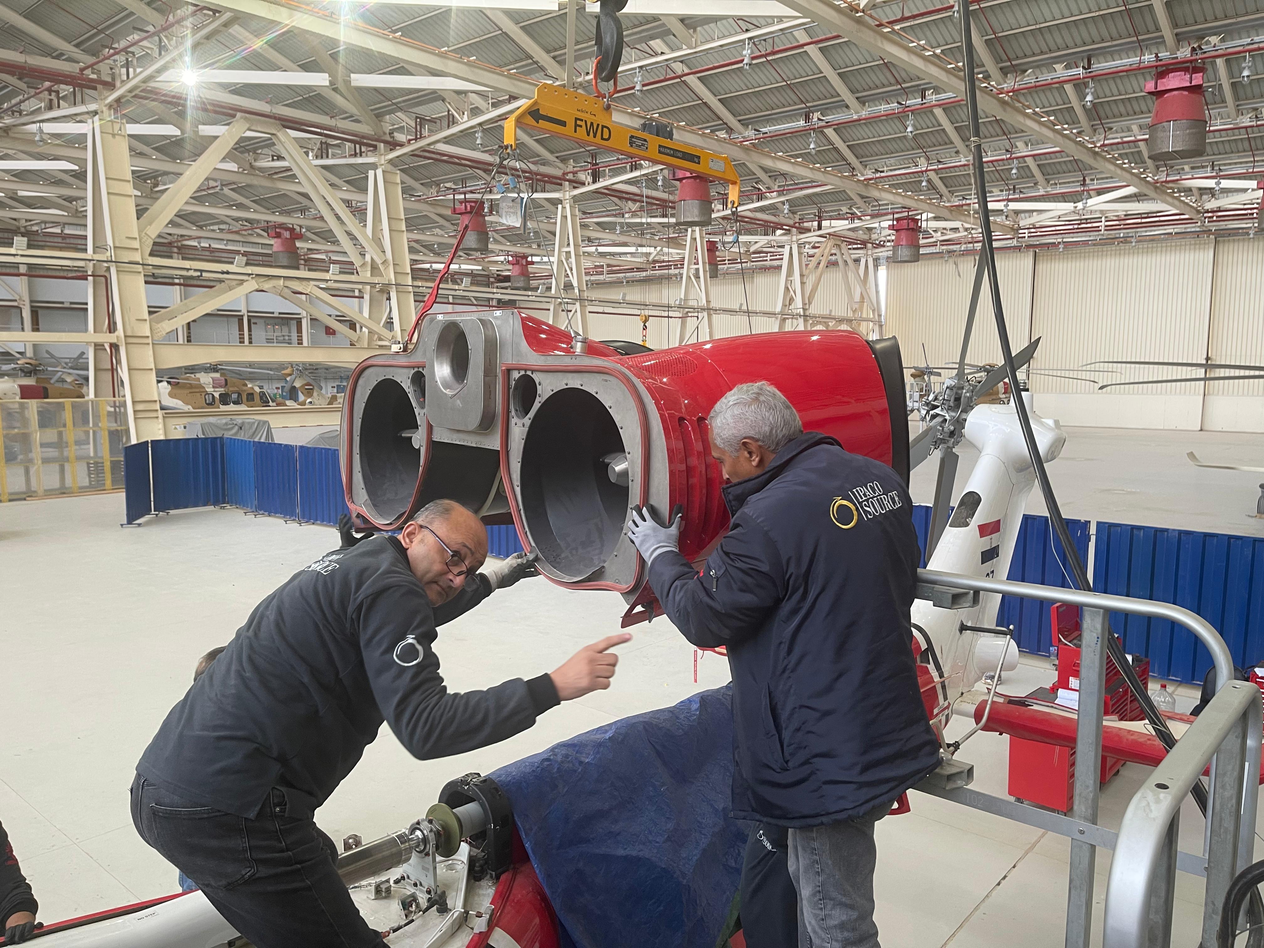 Hangar aircraft with access equipment