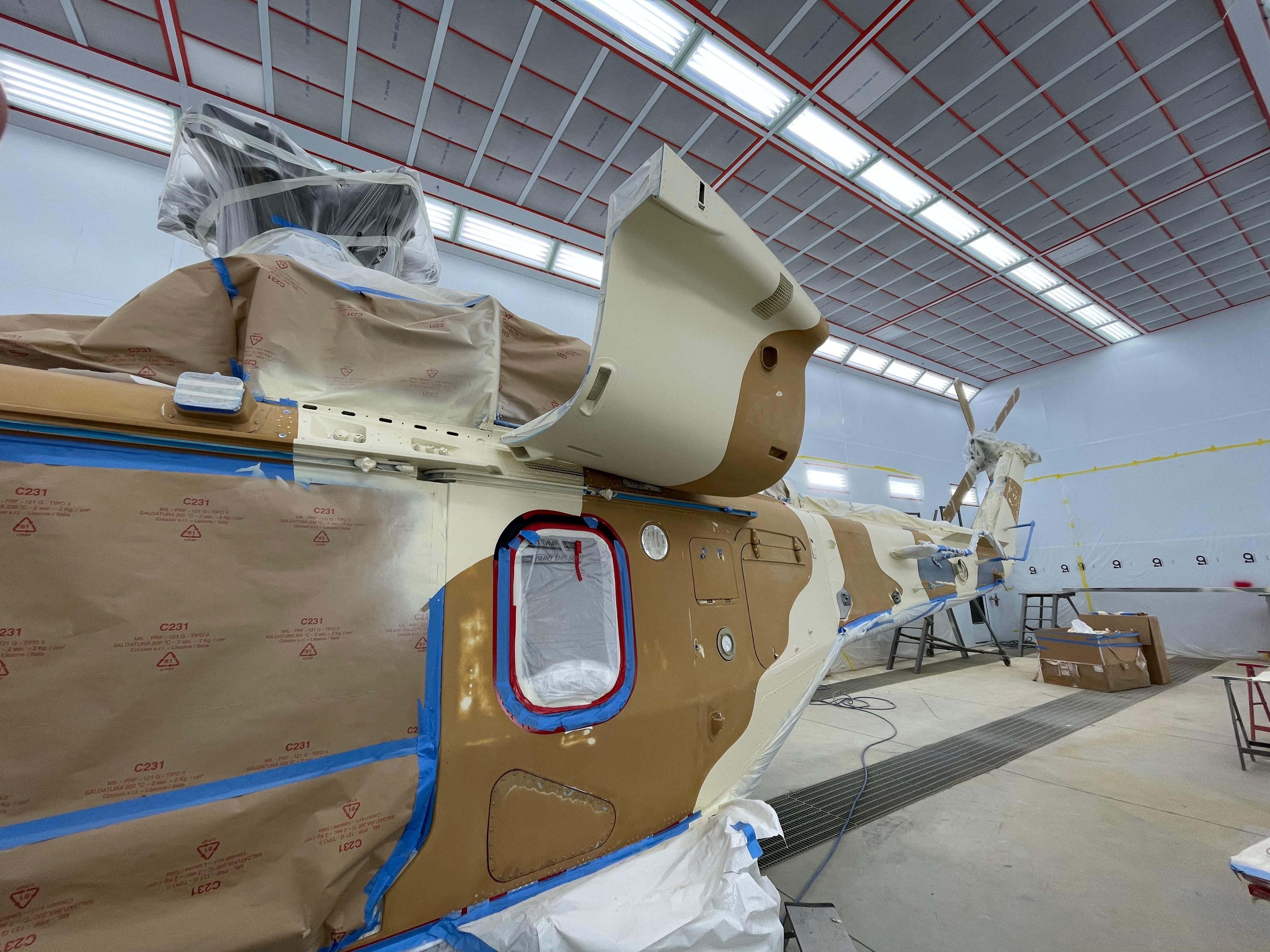 Aircraft paint booth finishing